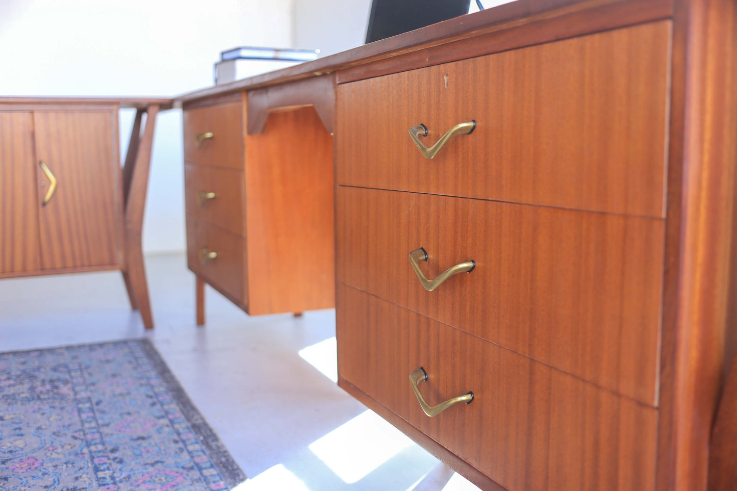 Three Piece Sapele Mahogany Corner Desk