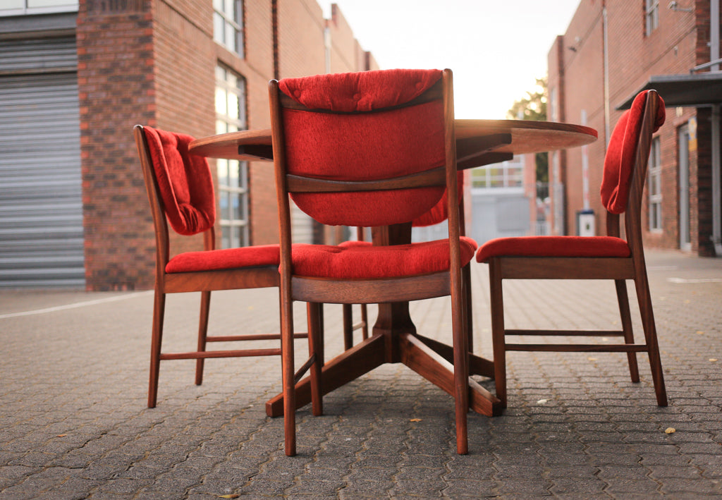 Four 1960's Dining Chairs with Plush Upholstery