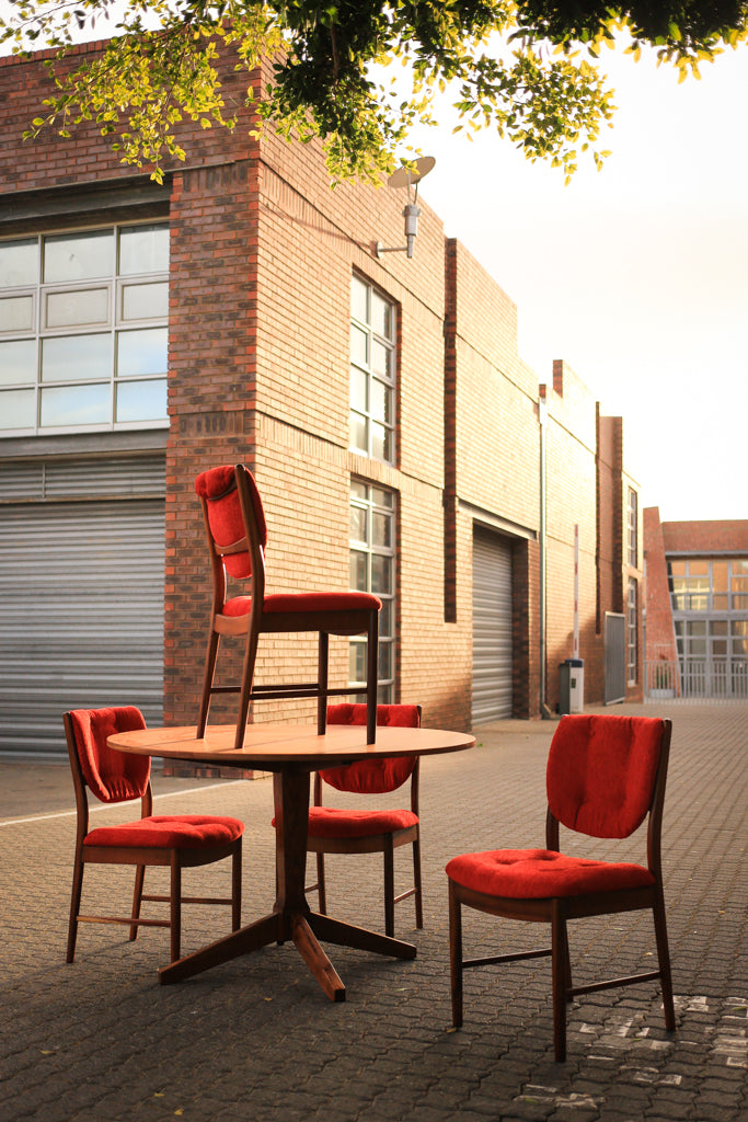Four 1960's Dining Chairs with Plush Upholstery