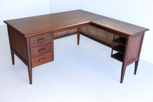 Vintage Solid Partridge Wood L-Shaped Desk