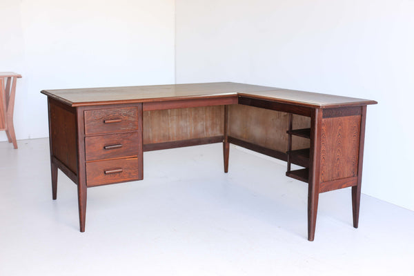 Vintage Solid Partridge Wood L-Shaped Desk