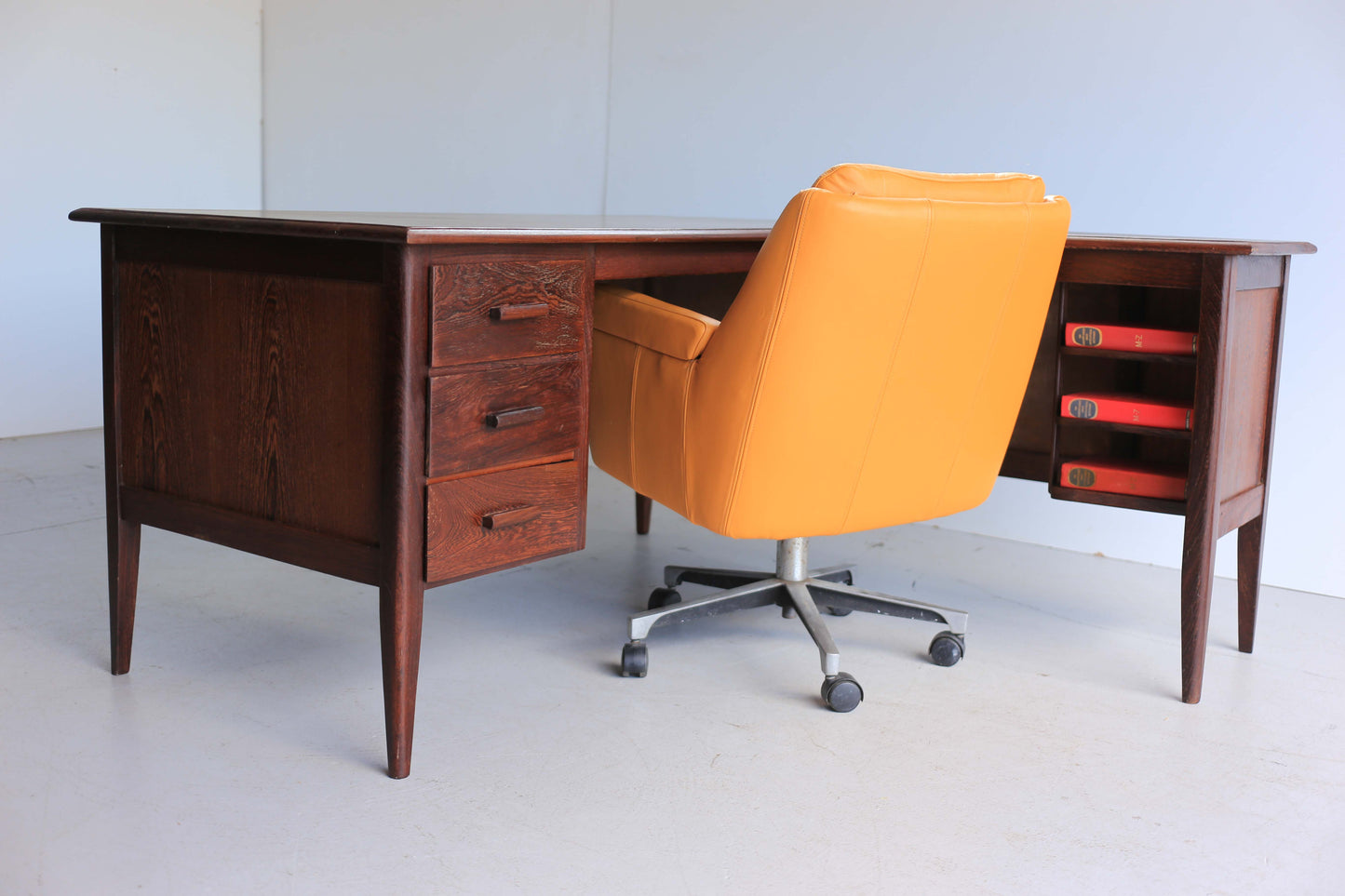 Retro Office Chair in Yellow Leather