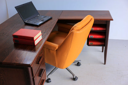 Retro Office Chair in Yellow Leather