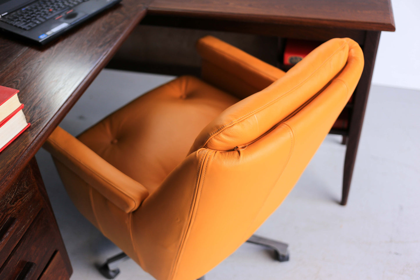 Retro Office Chair in Yellow Leather