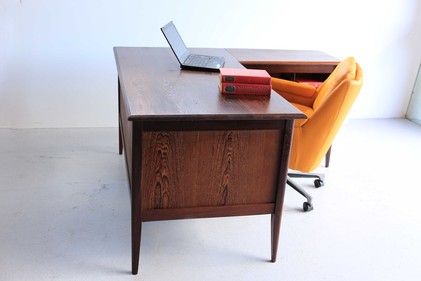 Retro Office Chair in Yellow Leather