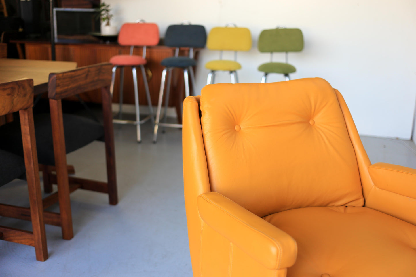 Retro Office Chair in Yellow Leather