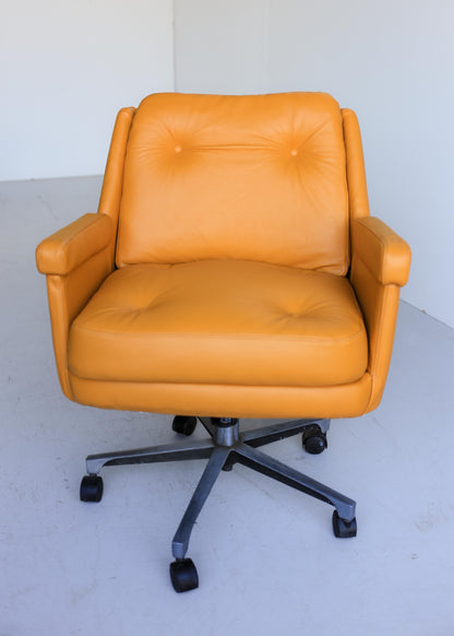 Retro Office Chair in Yellow Leather