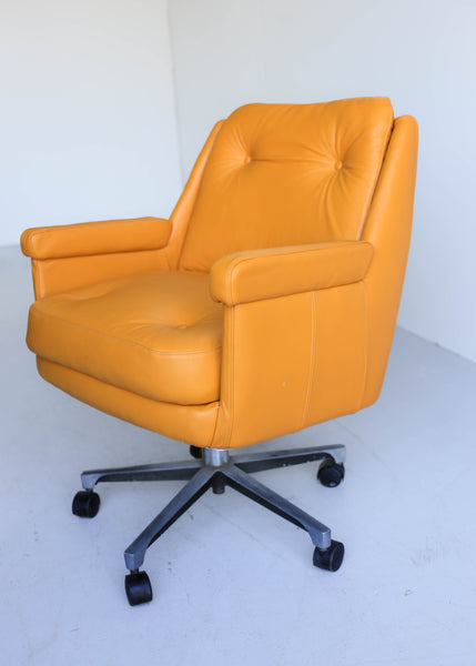 Retro Office Chair in Yellow Leather