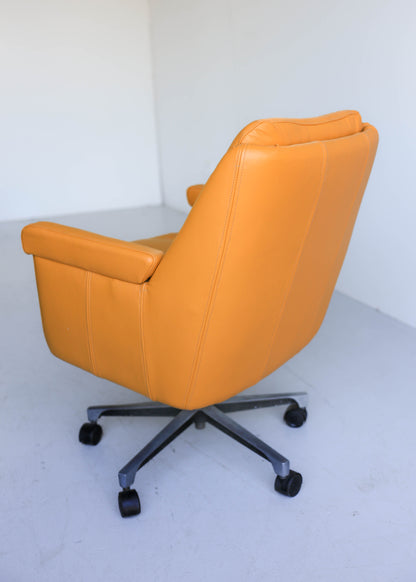 Retro Office Chair in Yellow Leather