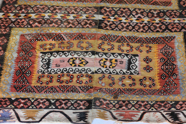 Large Hand Knotted Antique Kilim