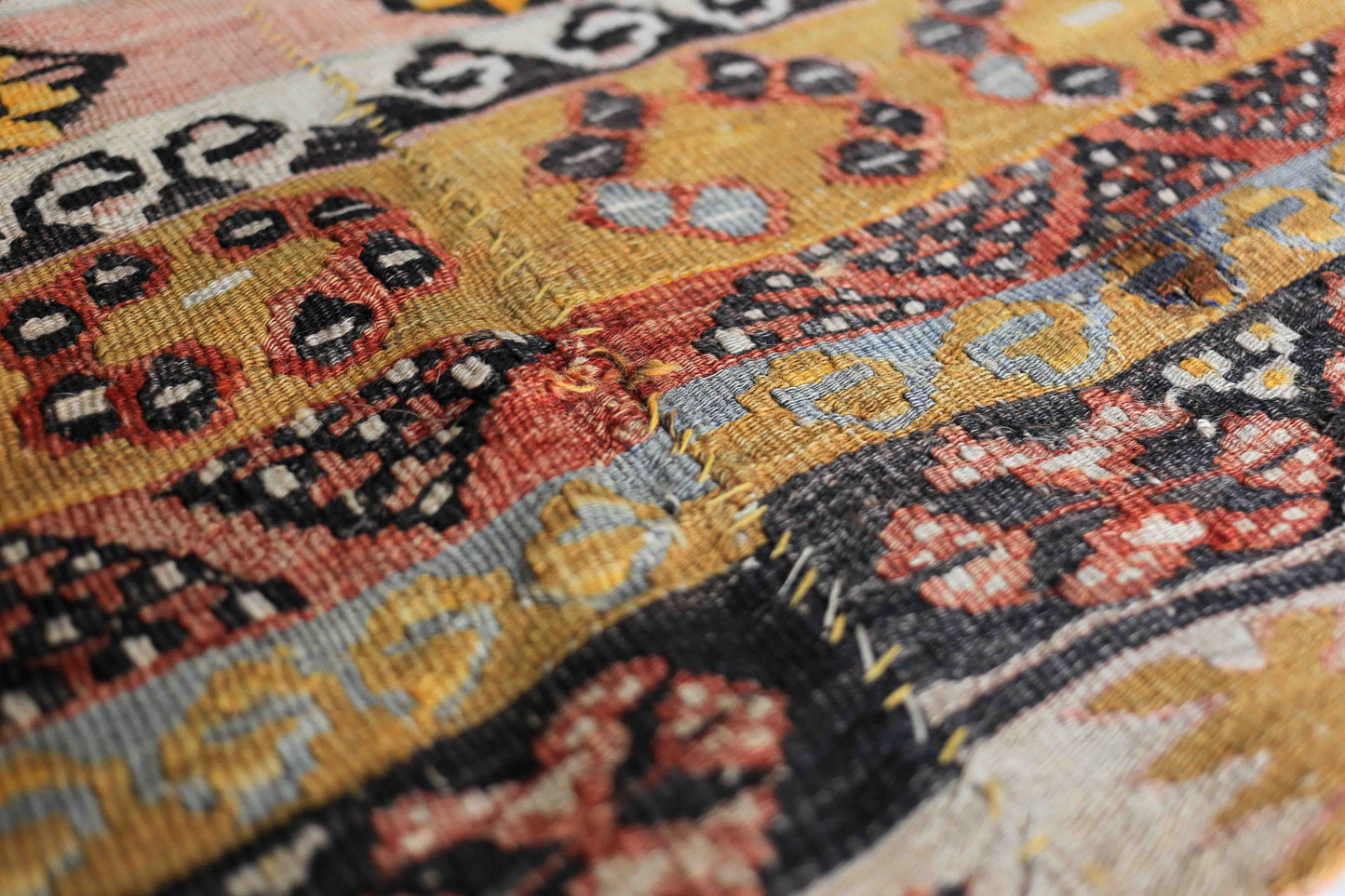 Large Hand Knotted Antique Kilim