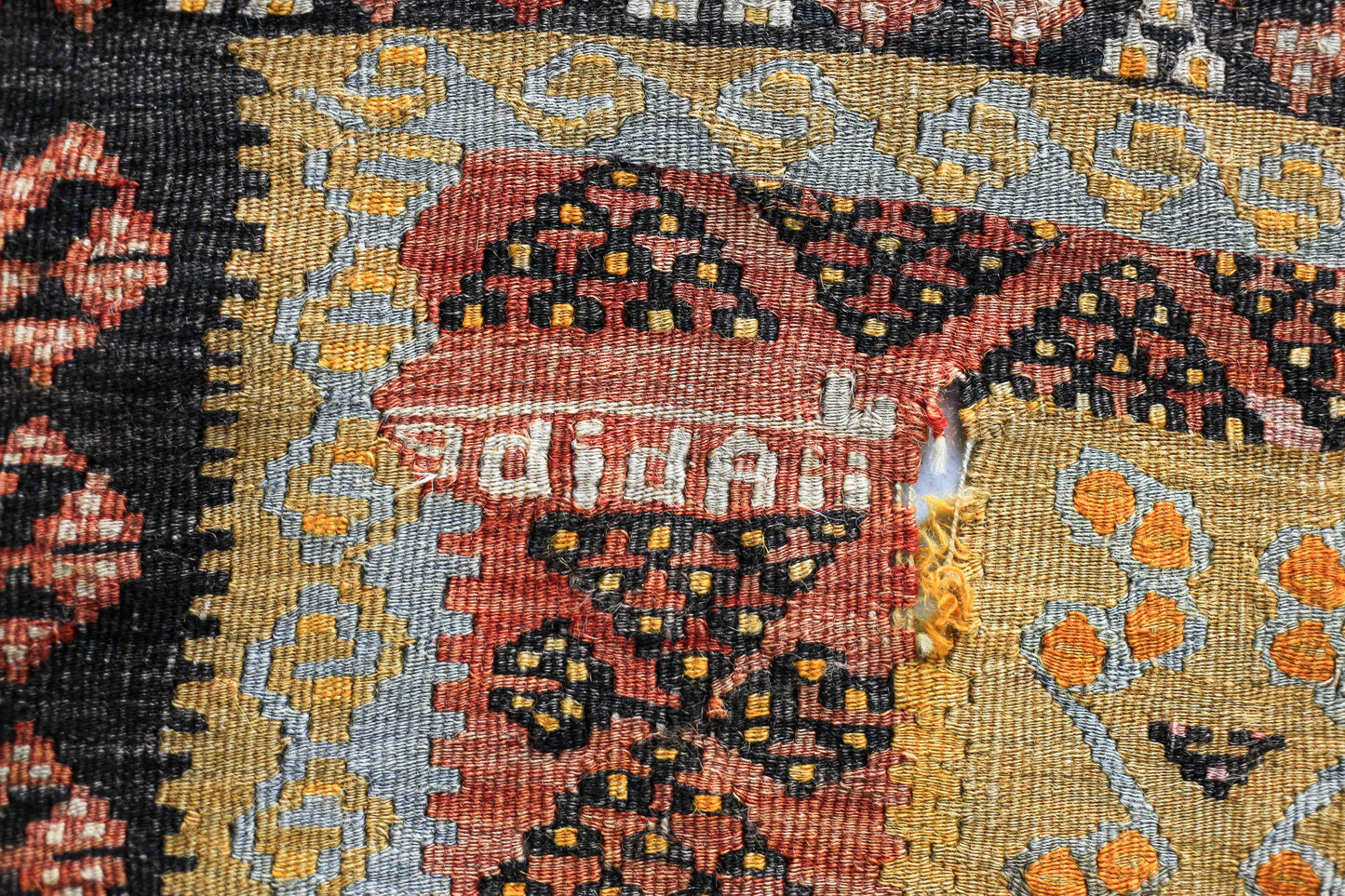 Large Hand Knotted Antique Kilim