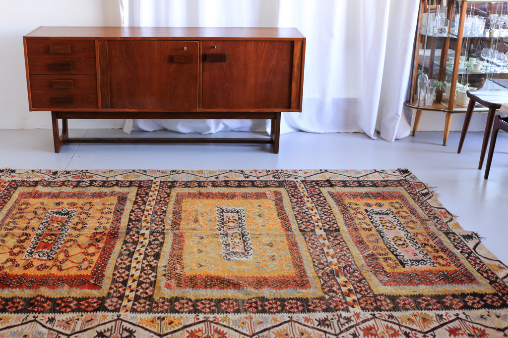 Large Hand Knotted Antique Kilim