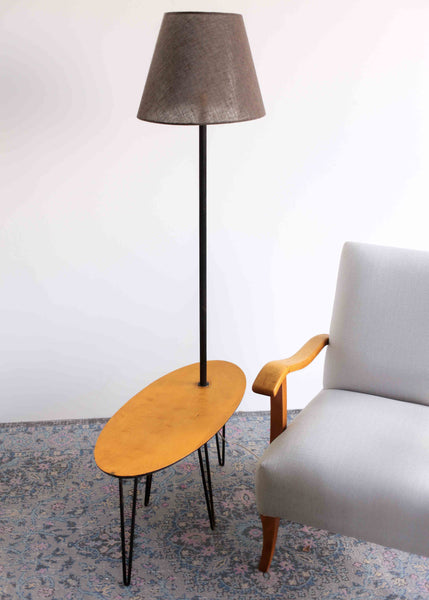 Atomic Style Side Table with Tall Lamp