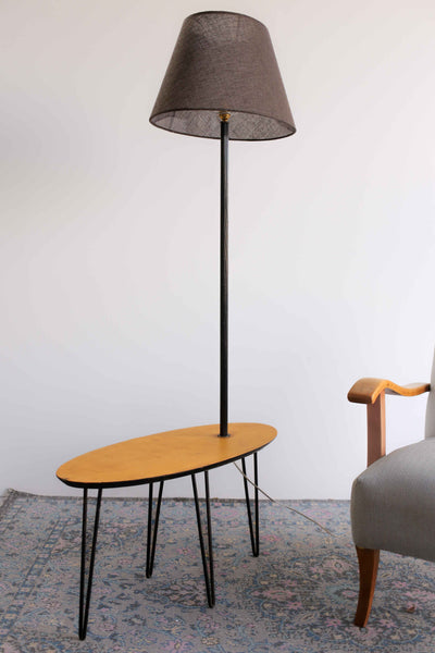 Atomic Style Side Table with Tall Lamp